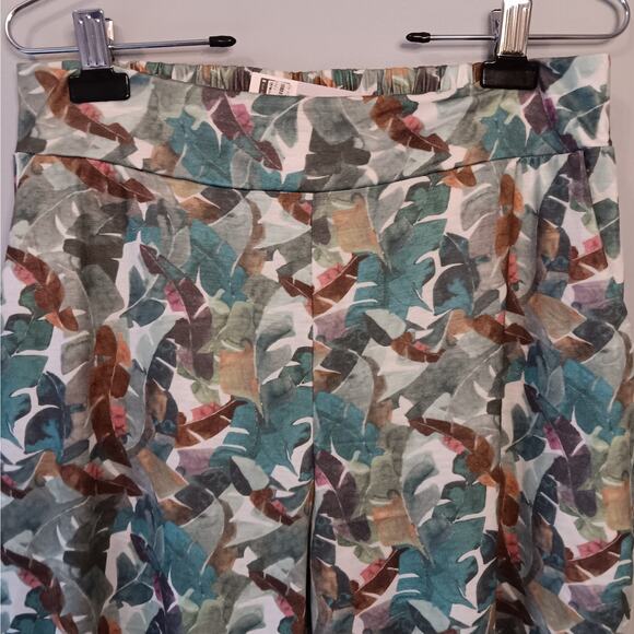 NWT Simply Noelle S/M Pockets Green Brown Rust White Flowy Knit Pants CUTE! - Picture 2 of 8